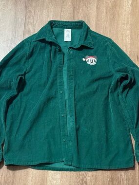 Disney Green Corduroy Mickey Mouse Button-Down Shirt